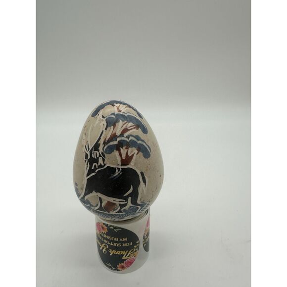 Carved Stone Eggs Set of Three with African Animals 2" Oval Eggs Home Decor - Picture 8 of 10